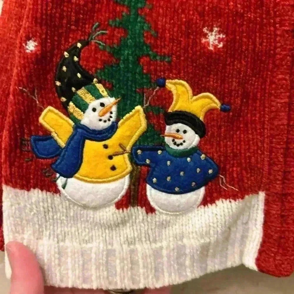 2nd step vintage snowman embroidered full zip chenille Christmas sweater sz 18mo - Picture 2 of 6
